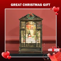 HOMCOM Christmas Snow Globe Lantern with Lights, Musical Snow Globe with Swirling Glitter, Battery Operated Musical Christmas Decoration for Holiday Party Gift, Bronze Tone(m-5)