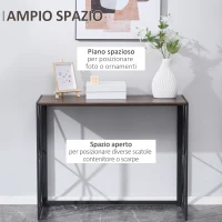 HOMCOM Tavolo Consolle da Ingresso Stile Industriale Pieghevole in Legno e Metallo, 100x38x80cm, Marrone(m-4)