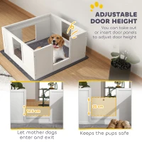 PawHut Whelping Box for Dogs with Whelping Pad, Adjustable Entrance, Non-slip Foot Pads, for Medium Dogs, 100 x 96cm(m-5)