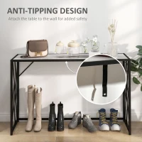 HOMCOM Console Table, Industrial Sofa Table with Metal Frame for Living Room, Hallway, 120 cm, Grey(m-7)