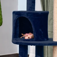 PawHut 104 cm Cat Tree, Cat Condo Tree Tower, Cat Activity Centre with Scratching Posts, Plush Perches, Hanging Ball - Blue(m-8)