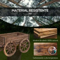 Outsunny Jardinera de Madera Exterior en Forma de Carrito con 4 Ruedas y Mango para Balcón Jardín Patio 120x41x54 cm Carbonizado(m-6)