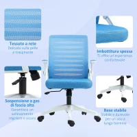 Vinsetto Sedia Ergonomica Girevole ad Altezza Regolabile con Braccioli, 54x54x89-99 cm, Bianca e Azzurra(m-8)