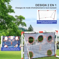 HOMCOM Cage de handball enfant exterieur but 5 zones cibles ballon de handball gonflable pompe 116 x 48 x 76 cm blanc(m-5)