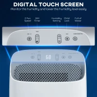 HOMCOM 12L/Day Dehumidifier with Continuous Drainage, 2.5L Water Tank, 24H Timer, Humidity Display, for Home Damp, Condensation, Mould and Laundry Drying, White(m-4)