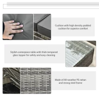 Outsunny Rattan Garden Furniture Outdoor Patio 5 Piece Wicker Weave Sofa Set with Storage,  Cushioned, 3-Seater Sofa + 2 Single Chairs + Foot Stool + Coffee Table(m-6)