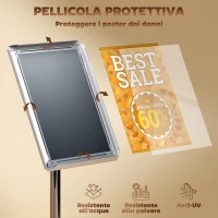 HOMCOM Cavalletto Espositore Poster A3 con Altezza e Inclinazione Regolabili, Acciaio e Alluminio, Argento(m-6)