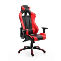 HOMCOM Fauteuil de bureau manager grand confort style baquet Racing pivotant inclinable avec coussins rouge noir(m-10)