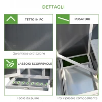 PawHut Pollaio per Galline Ovaiole da Esterno con Tetto Impermeabile e Zona di Corsa, Nidificazione in Legno, 160x75x80 cm, Grigio e Bianco(m-8)
