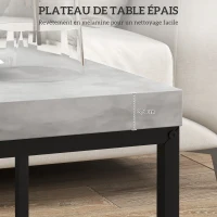 HOMCOM Lot de 2 tables gigognes tables basses carrées tables de salon cadre en acier et plateaux en bois gris(m-6)