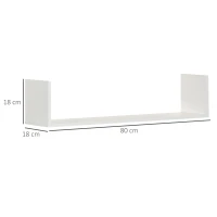 HOMCOM Set of 3 Wooden U-Shaped Floating Shelves Set Wall Mounted Hanging Bookshelf CD DVD Storage Display for Bedroom Living Room Kitchen, White(m-3)