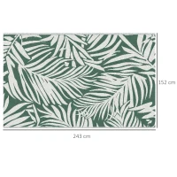 Outsunny Alfombra Reversible 152x243 cm con Patrón de Hojas para Terraza Balcón Patio Camping Playa Verde Oscuro y Blanco(m-3)
