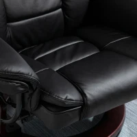 HOMCOM Recliner Chair With footstool, Recliner Armchair up to 130kg Weight Capacity, 135° Reclining Swivel Sofa Chair, PU Leather Ergonomic Couch Bed with Swivel Wood Base for Living Room, Black(m-7)