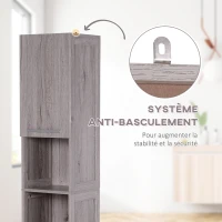 kleankin Meuble Colonne Rangement Salle de Bain + Meuble sous-vasque Design compact Multi-rangement aspect imitation bois gris(m-6)