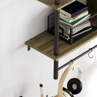 HOMCOM Three-Tier Floating Shelf - Grey Wood Effect(m-9)