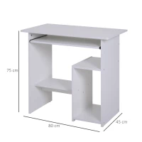 HOMCOM Compact Small Computer Table Wooden Desk Keyboard Tray Storage Shelf Modern Corner Table Home Office White(m-3)