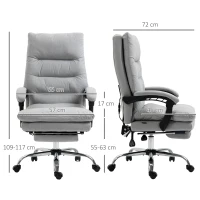 Vinsetto Office Chair with Footrest, Double Padding Ergonomic Desk Chair with 6-Point Vibration Massage and Back Heating, Microfibre Fabric with 135° Reclining Back, Grey(m-3)
