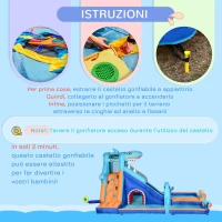 Outsunny Castello Gonfiabile per Bambini 3-8 Anni con Gonfiatore, Scivolo, Piscina e Parete da Arrampicata(m-7)