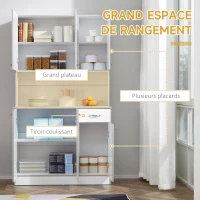 HOMCOM Buffet de cuisine armoire de cuisine contemporaine multi-rangements 6 portes 1 tiroir + grand plateau(m-4)