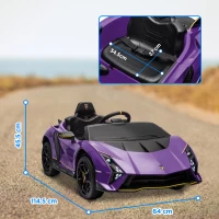 AIYAPLAY 12V Lamborghini Autentica Licensed Kids Electric Car with Remote Control, Four Suspension Wheels, Soft Start, Purple(m-3)