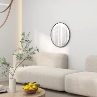 HOMCOM 61cm Decorative Wall Mirror for Bedroom Living Room, Modern Round Bathroom Mirror for Home Decor, Black(m-8)