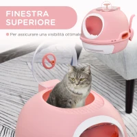 PawHut Lettiera per Gatti Chiusa con Vassoio Estraibile, 2 Ingressi e Paletta, 47x55x44 cm, Rosa(m-5)