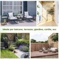 Outsunny Set 2 Sedie a Dondolo da Giardino con Tavolino con Cuscini Esterno Rattan Marrone(m-8)