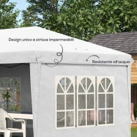 Outsunny Gazebo da esterno bianco con Finestre Regolabile in Altezza e tende Removibili 5.9x3x2.7m(m-6)