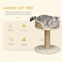 PawHut Cat Tree Cat Scratching Post for Indoor Cats Kitten Play Tower Activity Centre Climbing Stand with Dangling Ball Beige(m-4)