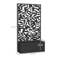Outsunny Jardinière avec treillis bac à fleurs rectangulaire grande taille panneau d'intimité métal 61 x 23 x 113 cm noir(m-3)