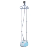 HOMCOM Défroisseur vapeur vertical défroisseur à vêtements 2 L 1800 W débit vapeur 30g/min 2 tiges telescopiques blanc bleu(m-9)