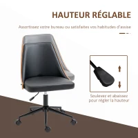 Vinsetto Chaise de bureau manager design vintage bois PU noir(m-4)