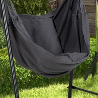 Outsunny Hammock Chair with Stand, Hammock Swing Chair with Cushion, Dark Grey(m-8)
