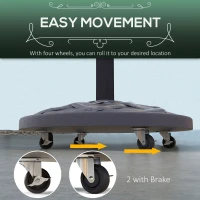 Outsunny 27kg Rolling Parasol Base with Wheels, Heavy Duty Concrete Umbrella Stand with Decorative Base, Bronze Tone(m-6)