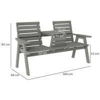 Outsunny Fir Wood Convertible 2 to 3 Seater Outdoor Garden Bench Grey(m-3)