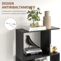 HOMCOM Mobile Libreria in Legno a 5 Ripiani Design Moderno in Legno, 60x24x184.5 cm, Nero(m-6)