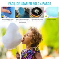 HOMCOM Máquina de Algodón de Estilo Retro con Medidor y 10 Palos de Bambú Acero Inoxidable y Aluminio 30x30x28 cm Azul(m-6)