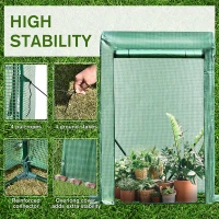 Outsunny Outdoor PE Greenhouse Steel Frame Plant Cover with Zipper 100L x 50W x 150HCM - Green(m-7)