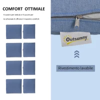 Outsunny Salotto da Giardino, Divano da Giardino, Set Mobili da Esterno con Poltrona da Giardino in Metallo e Poliestere, Bianco e Blu(m-5)