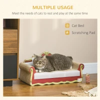 PawHut Cat Cardboard Scratcher, Lounge Sofa Bed with Catnip, 58 x 29.5 x 29cm(m-4)