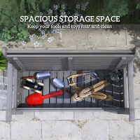 Outsunny 2-Seater Garden Storage Bench for Patio Wood Porch Decor Outdoor Seating, Charcoal Grey(m-5)