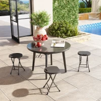 Outsunny Set of Four Folding Carry Stools - Charcoal Grey(m-2)