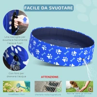 PawHut Piscina Rigida per Cani Taglia Media 65kg in Plastica Dura e Antiscivolo per Giardino o Interni, Blu Φ120x30cm(m-5)