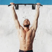 HOMCOM Barre de traction barre de Fitness fixation murale support sac de frappe ou sangles TRX intégré charge max. 150 Kg acier noir(m-2)