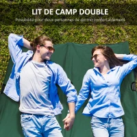 Outsunny Lit de camp pliable double 2 personnes 193 x 125 x 40 cm polyester Oxford métal vert(m-6)