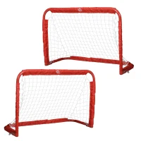 HOMCOM Set 2 Porte da Calcio Pieghevoli da Esterno con 4 Picchetti, in Acciaio e Tetrolon, 90x36x60 cm, Rosso(m-10)