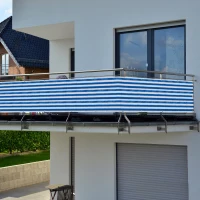 Telo Protettivo in HDPE, Copertura Frangivento per Balcone e Giardino, Bianco e Blu (5m x 0.9 m)(m-2)