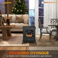 HOMCOM Camino Bioetanolo Stile Classico in Acciaio, Bruciatore da 1.2L per 3 Ore di Durata, 45x28x54cm, Nero(m-6)