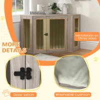 PawHut Dog Crate Furniture Side Table, with Cushion, 122 x 61 x 71cm - Walnut Brown(m-6)