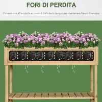 Outsunny Letto per Orto Rialzato in Legno Orto Pensile Urbano con 8 Griglie e Ripiano Inferiore per Piante da Giardino 120x60x81cm(m-7)